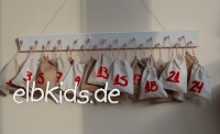 Adventskalender in beige/weiss