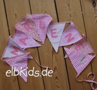 Wimpelkette rosa mit Namen